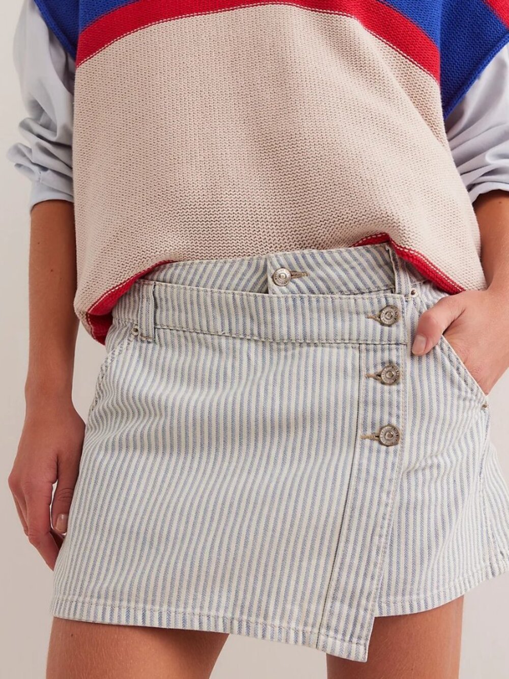 Free People We The Free Wynne Railroad Skirt - Indigo striped Railroad 31